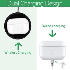 Wireless Charging Case Replacement for AirPods Pro, Wired Charger Case Only Compatible with AirPods Pro 1st & 2nd Gen, 660 mAh Built-in Battery, Support Pairing & Sync Button(Earbuds Not Included)