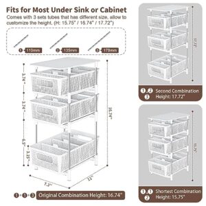 2 Pcs 4 Tier Bathroom Cabinet Organizer, Pull Out Bathroom Storage Organizer Under Sink Storage Organizers with Dividers, Medicine Cabinet Organizer Pantry Organization and Cabinet Bathroom Storage