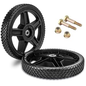 12-inch lawn mower wheels (2-pack) fits most standard push lawn mowers, inner and outer bearing structure - includes bolts, nuts. (also available in 6-in, 7-in, 8-in, 10-in and 14-in wheels)