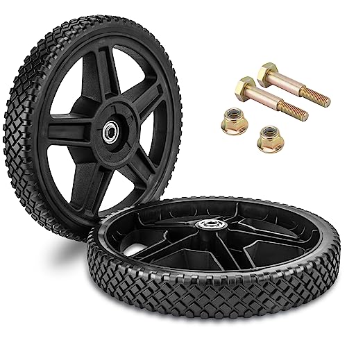 12-Inch Lawn Mower Wheels (2-pack) Fits Most Standard push Lawn Mowers, Inner and outer bearing structure - Includes Bolts, Nuts. (Also available in 6-in, 7-in, 8-in, 10-in and 14-in wheels)