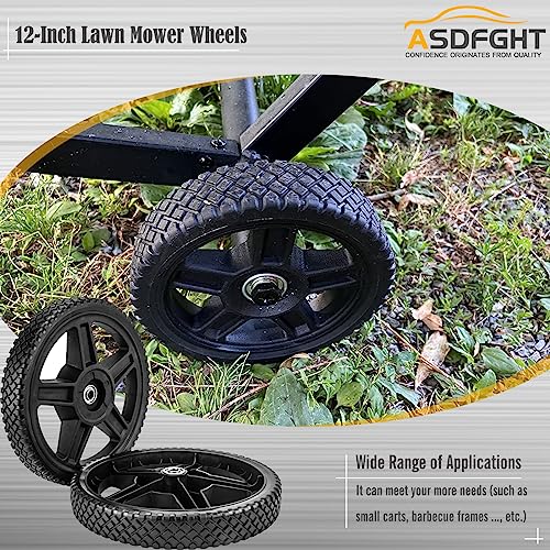 12-Inch Lawn Mower Wheels (2-pack) Fits Most Standard push Lawn Mowers, Inner and outer bearing structure - Includes Bolts, Nuts. (Also available in 6-in, 7-in, 8-in, 10-in and 14-in wheels)