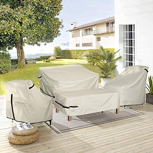 Porch Shield 600D Waterproof Outdoor Deep Seat Sofa Cover –Patio Furniture Couch Cover 92W x 40D x 35H inch, Beige