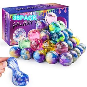 Galaxy Slime 36 Pack, Ball Putty Slime Party Favors for Kids Girls & Boys, Adults, Non Sticky, Stress & Anxiety Relief, Wet, Super Soft Sludge Toy