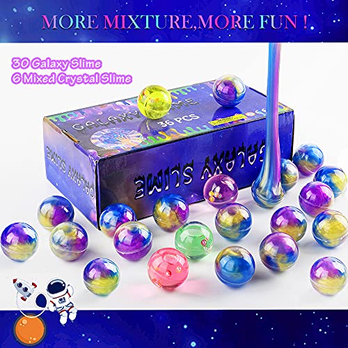 Galaxy Slime 36 Pack, Ball Putty Slime Party Favors for Kids Girls & Boys, Adults, Non Sticky, Stress & Anxiety Relief, Wet, Super Soft Sludge Toy