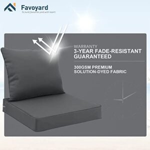 Favoyard Outdoor Seat Cushion Set 19 x 19 Inch Waterproof & Fade Resistant Patio Furniture Cushions with Removable Cover Deep Seat & Back Cushion with Handle and Adjustable Straps for Chair Sofa Couch