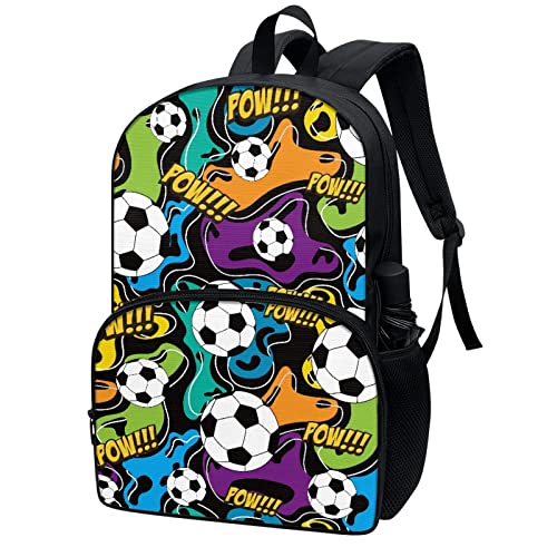 PORCLAY Soccer Backpack for Girls Boys Preschool Elementary School Bookbag College Cute Aesthetic Preppy Cute Book Bag Lightweight Laptop Rucksack Daypack