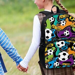 PORCLAY Soccer Backpack for Girls Boys Preschool Elementary School Bookbag College Cute Aesthetic Preppy Cute Book Bag Lightweight Laptop Rucksack Daypack