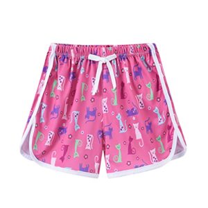 ikevan baby running short pants 2 to 8 years toddler boys girls cartoon floral printed sport shorts kids (hot pink, 7 year)