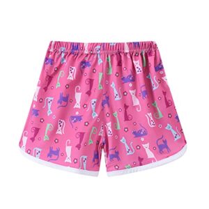 Ikevan Baby Running Short Pants 2 to 8 Years Toddler Boys Girls Cartoon Floral Printed Sport Shorts Kids (Hot Pink, 7 Year)