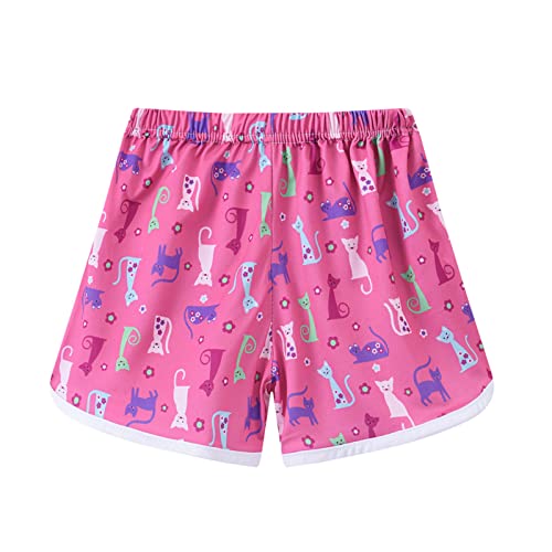 Ikevan Baby Running Short Pants 2 to 8 Years Toddler Boys Girls Cartoon Floral Printed Sport Shorts Kids (Hot Pink, 7 Year)