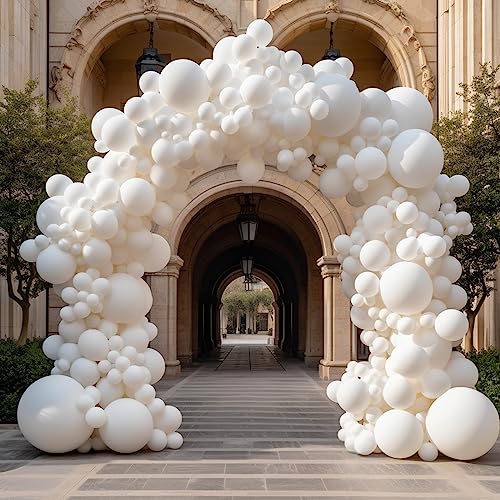 130PCS White Balloons Different Sizes 18" 12" 10" 5" Balloon Garland Arch Kit perfect for Birthday Party, Graduation, Baby Shower, Wedding, Holiday Decoration and Anniversary (White balloons)