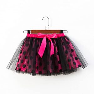 Running Short Pants for Baby Kids Girls Ballet Skirts Dress Party Dot Patchwork Colour Tulle Dance (Hot Pink, 2-4 Years)