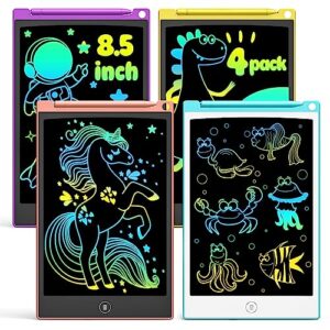 tecjoe 4 pack lcd writing tablet, 8.5 inch colorful doodle board drawing tablet for kids, kids travel games activity learning toys birthday gifts for 3 4 5 6 year old boys and girls toddlers