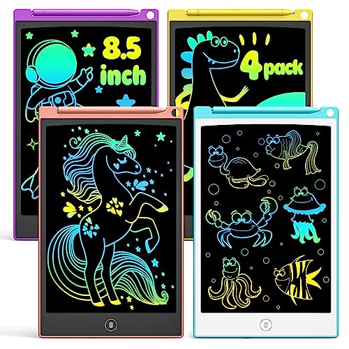 TECJOE 4 Pack LCD Writing Tablet, 8.5 Inch Colorful Doodle Board Drawing Tablet for Kids, Kids Travel Games Activity Learning Toys Birthday Gifts for 3 4 5 6 Year Old Boys and Girls Toddlers