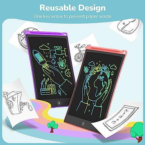 TECJOE 4 Pack LCD Writing Tablet, 8.5 Inch Colorful Doodle Board Drawing Tablet for Kids, Kids Travel Games Activity Learning Toys Birthday Gifts for 3 4 5 6 Year Old Boys and Girls Toddlers