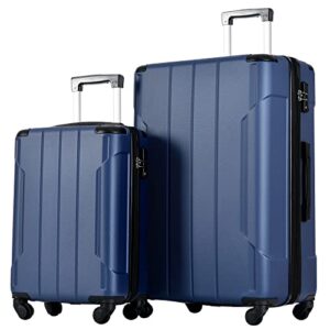 merax luggage sets of 2 suitcases with wheels expandable lightweight, tsa lock, hardside spinner carry on luggage, 20 28 inch blue