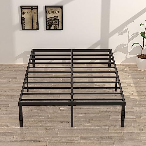 Upcanso 18 Inch California King Bed Frames No Box Spring Need, Platform Cal King Bed Frame with High Storage, Eassy Assembly 3,500 lbs Heavy Duty Bedframes, Black