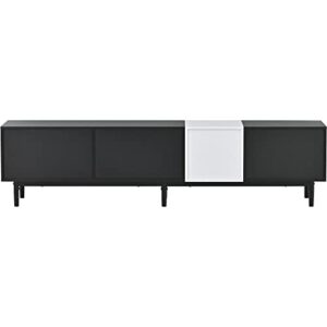 TV Stand for 80 75 inch TV Modern Entertainment Center with Storage Cabinets & Spacious Tabletop Wood Media Console Table with 3 Doors for Living Room Bedroom, 76'' Black