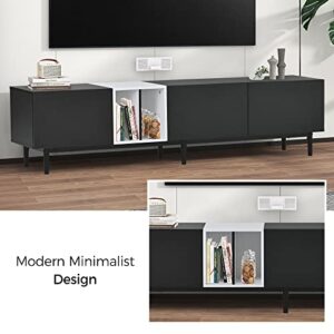 TV Stand for 80 75 inch TV Modern Entertainment Center with Storage Cabinets & Spacious Tabletop Wood Media Console Table with 3 Doors for Living Room Bedroom, 76'' Black