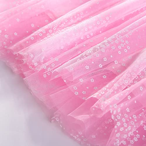 Quick Drying Short Pants for Baby 2 to 10 Years Kids Girls Ballet Floral Skirts Dress Party Tulle (Hot Pink, 2-3 Years)