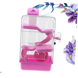 BESPORTBLE Hamster Cage Pet House Guinea Pig Villa Cage Small Animals Rabbit Cage Pink Luxury Travel Chinchilla Cage Villa Cage for Small Pets Pet Cage