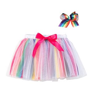 athletic short pants for baby kids girls ballet skirts dress party patchwork colour tulle dance (hot pink, 2-4 years)