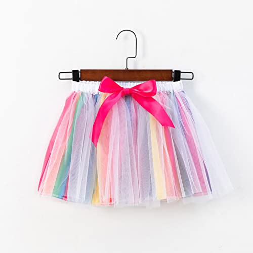 Athletic Short Pants for Baby Kids Girls Ballet Skirts Dress Party Patchwork Colour Tulle Dance (Hot Pink, 2-4 Years)