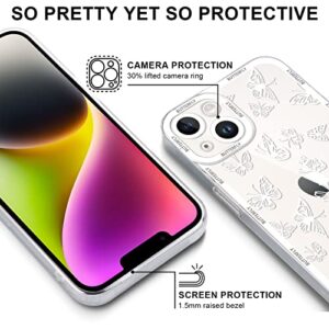 RUMDEY 2 Pack Cute Clear Print for Apple iPhone 13 Mini 5.4" Phone Case, Butterfly Pattern Aesthetic Transparent Cases Soft Silicone Slim TPU Shockproof Protective Cover for Women Girls-Butterflies