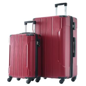 merax luggage sets of 2 suitcases with wheels expandable lightweight, tsa lock, hardside spinner carry on luggage, 20 28 inch red