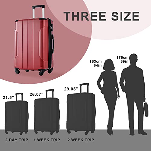 Merax Luggage Sets of 2 Suitcases With Wheels Expandable Lightweight, TSA Lock, Hardside Spinner Carry On Luggage, 20 28 inch Red