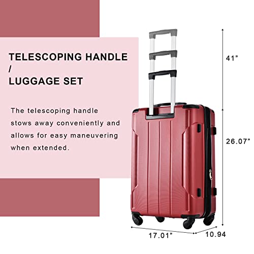 Merax Luggage Sets of 2 Suitcases With Wheels Expandable Lightweight, TSA Lock, Hardside Spinner Carry On Luggage, 20 28 inch Red