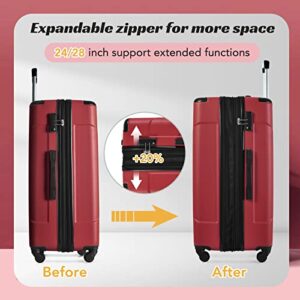 Merax Luggage Sets of 2 Suitcases With Wheels Expandable Lightweight, TSA Lock, Hardside Spinner Carry On Luggage, 20 28 inch Red