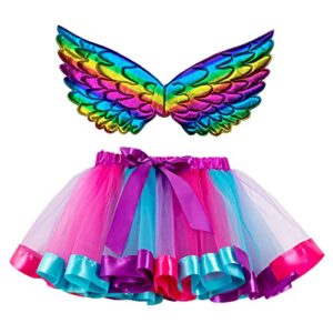 pull on short pants for 2023 baby kids girls ballet skirts dress party rainbow tulle dance skirt (hot pink, 9-11 years)