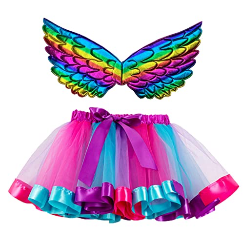 Pull On Short Pants for 2023 Baby Kids Girls Ballet Skirts Dress Party Rainbow Tulle Dance Skirt (Hot Pink, 9-11 Years)