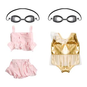 4 pcs mini swimsuit outfit with swimming goggles miniature swimming outfit bikini accessories bathing suit swimsuit with accessories miniature pool party clothes for mini decoration