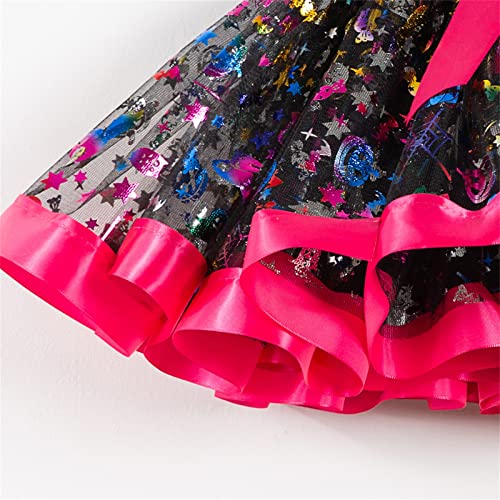 Elastic Waist Short Pants for Baby Kids Girls Halloween Dance Party Dress Cartoon Tulle Skirt (Hot Pink, 5-8 Years)