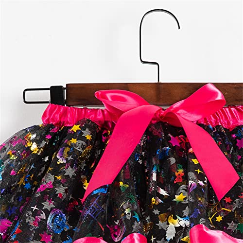 Elastic Waist Short Pants for Baby Kids Girls Halloween Dance Party Dress Cartoon Tulle Skirt (Hot Pink, 5-8 Years)