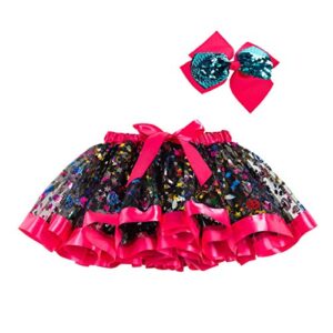 baby summer short pants 2 to 11 years kids girls halloween party dance ballet dress tulle (hot pink, 5-8 years)