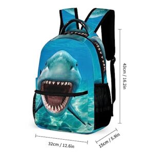 oallpu 3D Shark Backpack, Stylish Laptop Bag Cool Daypack with Adjustable Shoulder Strap, Lightweight Durable Shark Shoulders Backpack (3D Shark)