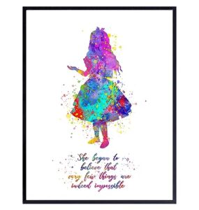 motivational quotes for girls room 11x14 - alice in wonderland theme - inspirational quotes wall art for women - girls bedroom decor - positive affirmation - positive sayings poster - teen girls room