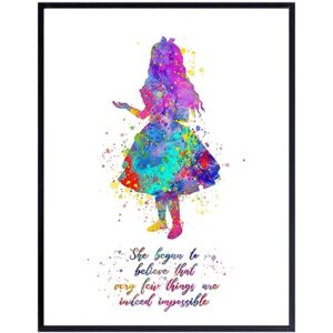 Motivational Quotes For Girls Room 11x14 - Alice in Wonderland Theme - Inspirational Quotes Wall Art for Women - Girls Bedroom Decor - positive affirmation - Positive Sayings Poster - Teen Girls Room