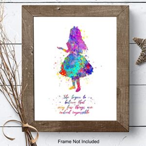 Motivational Quotes For Girls Room 11x14 - Alice in Wonderland Theme - Inspirational Quotes Wall Art for Women - Girls Bedroom Decor - positive affirmation - Positive Sayings Poster - Teen Girls Room