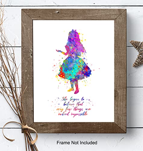 Motivational Quotes For Girls Room 11x14 - Alice in Wonderland Theme - Inspirational Quotes Wall Art for Women - Girls Bedroom Decor - positive affirmation - Positive Sayings Poster - Teen Girls Room