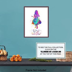 Motivational Quotes For Girls Room 11x14 - Alice in Wonderland Theme - Inspirational Quotes Wall Art for Women - Girls Bedroom Decor - positive affirmation - Positive Sayings Poster - Teen Girls Room