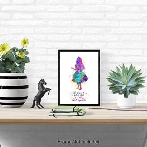 Motivational Quotes For Girls Room 11x14 - Alice in Wonderland Theme - Inspirational Quotes Wall Art for Women - Girls Bedroom Decor - positive affirmation - Positive Sayings Poster - Teen Girls Room