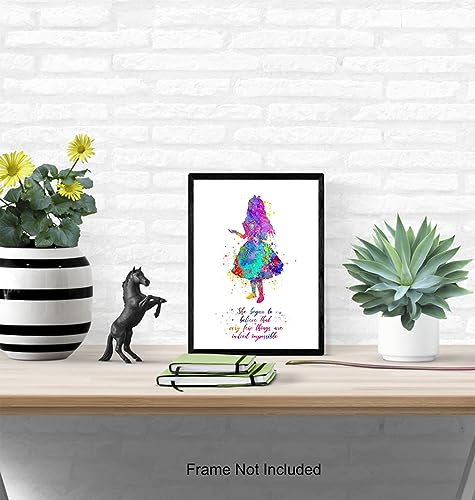 Motivational Quotes For Girls Room 11x14 - Alice in Wonderland Theme - Inspirational Quotes Wall Art for Women - Girls Bedroom Decor - positive affirmation - Positive Sayings Poster - Teen Girls Room