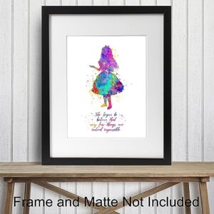 Motivational Quotes For Girls Room 11x14 - Alice in Wonderland Theme - Inspirational Quotes Wall Art for Women - Girls Bedroom Decor - positive affirmation - Positive Sayings Poster - Teen Girls Room