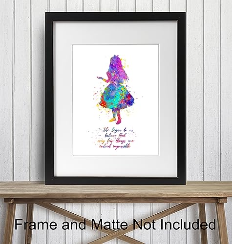 Motivational Quotes For Girls Room 11x14 - Alice in Wonderland Theme - Inspirational Quotes Wall Art for Women - Girls Bedroom Decor - positive affirmation - Positive Sayings Poster - Teen Girls Room