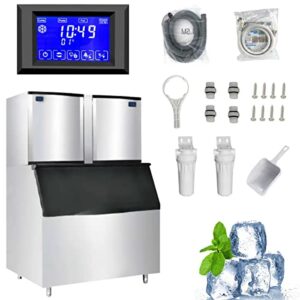 cmcmice commercial ice machine, 2000 lbs/24h industrial ice maker machine with 1003 lbs ice storage, vertical ice maker machine, air cooled stainless steel ice cube maker for commercial and home use…