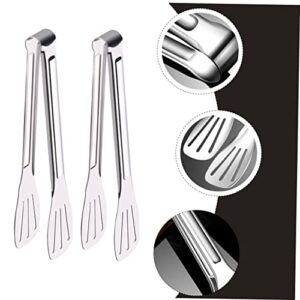 CALLARON 4pcs Stainless Steel Grill Tongs Stainless Steel Tongs Korean BBQ Tongs Candy Buffet Metal Food Tongs Salad Tongs for Serving Chef Tongs Ice Tube Tongs Kitchen Tongs Serving Clips